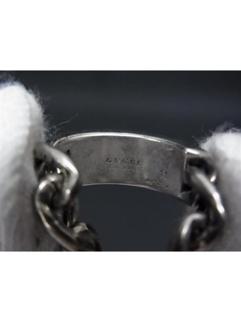 Gucci Golmet Chain Ring Silver Green - Picture 5 of 5